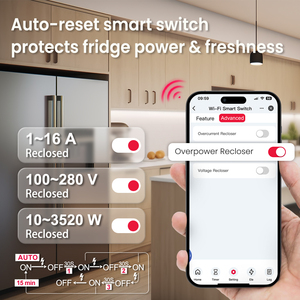 Interruptor Automático Inteligente Wi-Fi de Doble Polo TONGOU TOVMT L-L/N 16A 2 Polos para Aplicación Doméstica Tuya Smart Life - Product Image 2