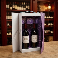 Boîte à vin magnétique de luxe pour une bouteille, emballage cadeau en papier rigide personnalisé avec poignée de transport et insert intérieur
