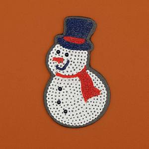 Suministro de fábrica Muñeco de nieve PVC Lona plástica Lentejuelas Parche para planchar para ropa temática de invierno - Product Image 5