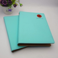 Couverture de carnet en cuir PU bleu Tiffany A5, classeur à 3 anneaux, dossier à feuilles mobiles pour le bureau et les affaires