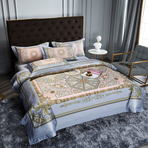 Luxury European Style Printing Cotton Quilt Cover Bed Sheet Queen Size Light <strong>Yellow</strong> <strong>Bedding</strong> <strong>Sets</strong> - Product Image 4