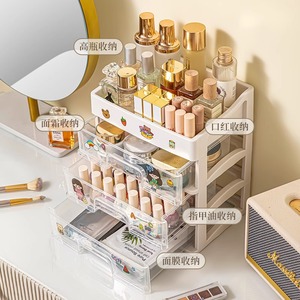 Transparent Desktop Cosmetic Organizer With <b>Drawers</b> Cute <b>Plastic</b> <b>Storage</b> Shelf For Makeup Student Dorm Display Rack - Product Image 4
