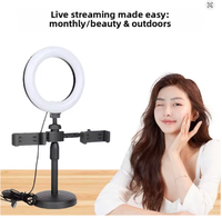 Penyangga Lampu Cincin Magnetik Rotasi 360 Derajat untuk Ponsel, Tripod Meja LED, Kompatibilitas Universal, Mendukung Ponsel 3.5-6.5 Inci