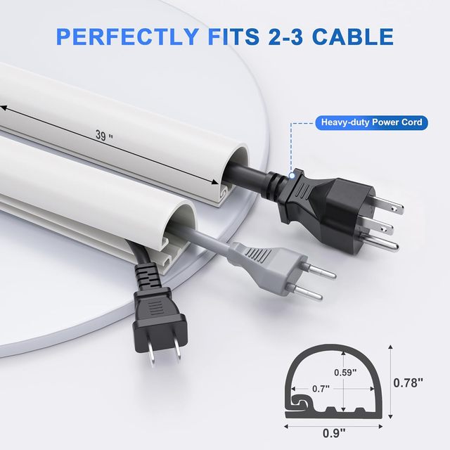 Cord Hider for 2-3 Cable Self-Adhesive Silicone Wire Cord Cover  for Wires on Wall Mounted TV Paintable Cable Management