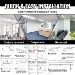 Luminaire LED industriel à <span class=keywords><strong>tube</strong></span> de 4 et 8 pieds, éclairage pour atelier, bureau, entrepôt, lampe linéaire à bande LED avec DLC ETL - Product Image 6