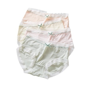 Ropa interior de punto de seda helada para mujer, de cintura media, sexy, estilo hipster, sin costuras, con entrepierna de algodón fino, de secado rápido y antibacteriana. - Product Image 1