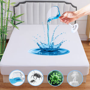 Protecteur de <span class=keywords><strong>matelas</strong></span> imperméable en bambou tricoté de qualité supérieure, 140 g/m², résistant aux taches, respirant, pour la famille - Product Image 1