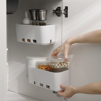 Witte Telescopische Kast Uitschuifbare Opbergmand PP Organizer Rek voor Keuken Garderobe Kast
