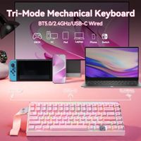 Clavier mécanique sans fil OEM ODM Hero 75 HE rose crème, clavier mécanique 75 touches à effet Hall, tri-mode, en aluminium