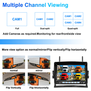 กล้องมองหลังไร้สาย 7 นิ้ว พร้อมเครื่องบันทึก DVR ระบบตรวจจับจุดบอดสำหรับรถยนต์ กันน้ำ มองเห็นในเวลากลางคืน 4CH สำหรับรถบรรทุก Wireless-7- - Product Image 3