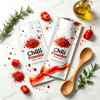 Sachet scellé sur trois côtés pour épices, assaisonnements, piments secs, sucre en poudre, avec fermeture éclair personnalisée, Doypack, emballage alimentaire de qualité alimentaire