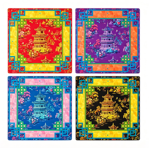 <span class=keywords><strong>Tapis</strong></span> <span class=keywords><strong>de</strong></span> jeu <span class=keywords><strong>de</strong></span> mahjong carré grand format <span class=keywords><strong>de</strong></span> luxe bleu marine à motif pagode, antidérapant avec support en caoutchouc - Product Image 5