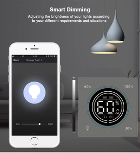 Interrupteur intelligent WiFi Tuya <span class=keywords><strong>avec</strong></span> bouton rotatif, <span class=keywords><strong>variateur</strong></span> de lumière LED, panneau tactile, commande vocale à distance, compatible Alexa <span class=keywords><strong>et</strong></span> Google Home - Product Image 3