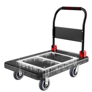 עגלת פלטפורמה מתקפלת במחיר טוב, עגלת יד חזקה מפלסטיק עם סל רשת תיל - Product Image 1