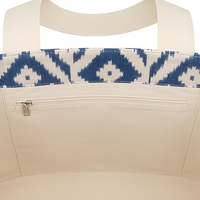 Sac fourre-tout en coton indigo ikat tissé à la main avec logo personnalisé, motif diamant artisanal, toile organique réutilisable, sac à bandoulière pour tous les jours