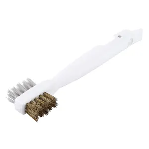 Dual purpose two head cleaning brush with copper wire to remove stubborn stains