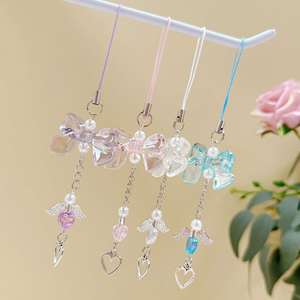 <b>Personality</b> Fashion PVC Lightweight Color Crossing Bow Heart for Phone Pendant <b>Keychain</b> Lanyard Bag Hanging - Product Image 4