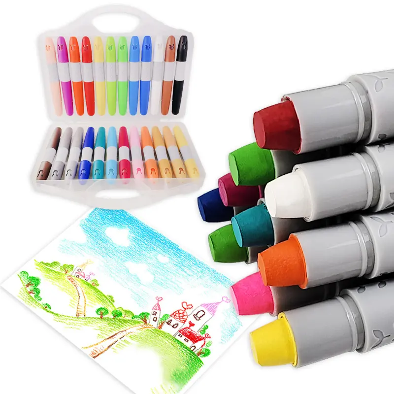 KHY campione gratuito rotante lavabile per bambini scatola per bambini in plastica Twistable Twist Kit cera Non tossica personalizzata per bambini Set di pastelli artistici