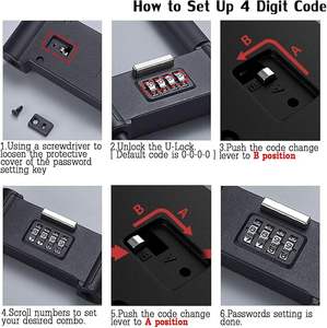 YH3683 Serrure à combinaison à 4 chiffres avec haute durabilité et fonction anti-vol. Serrure à code de sécurité en forme de U - Product Image 3