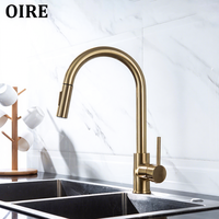 Robinet de cuisine Gourmet Gold, mélangeur classique en laiton massif, chaud/froid, design moderne, avec douchette extractible, cartouche céramique, pour hôtels et hôpitaux