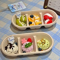 Boîte à lunch et boîte à dessert/gâteau jetables en papier, trois compartiments, trois saveurs, style Net Red, trois pièces