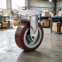 Roda Putar Industri Tugas Berat Phenolic Double Bearing, Beban 400kg, Roda PU 4 5 6 8 Inch, Caster Putar untuk Troli