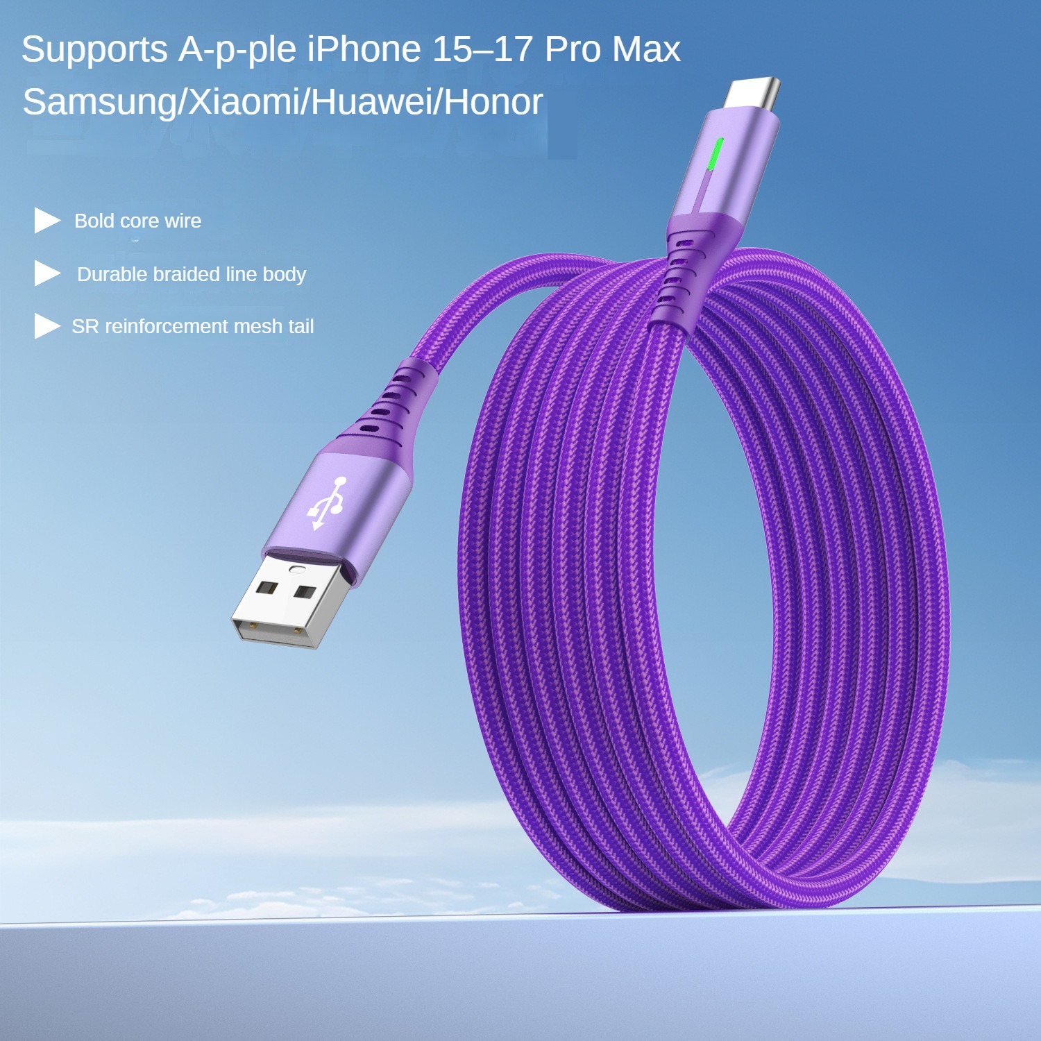 Câble USB-C en nylon violet Tianzhu