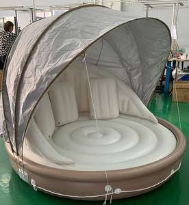 Flotador Inflable de Lujo para Piscina, Redondo, para 2 Personas, con Toldo Desmontable, Respaldo y Portavasos (PVC Ecológico) - Product Image 6