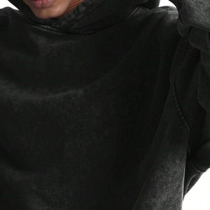 Sudadera de Invierno de Alta Calidad, Tejida, de 500 g/m², con Lavado Ácido, Estilo Desgastado, Oversize, Corta, 100% Algodón, con Bolsillo para Letras Personalizadas - Product Image 3