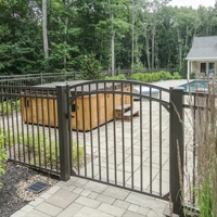 Kit de clôture modulaire en aluminium avec portail, panneaux de clôture modulaires, double portail, revêtement en poudre noire pour allée et jardin