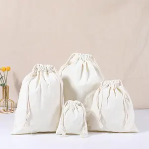 Wholesale Advertising Gifts Rice Dustproof Storage Cotton Cloth Bundle Pocket Prints Logo Double Shoulder Drawstring Canvas Bags