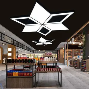 Customized Design Black White Diamond Shape Surface Mounted Hanging LED Gym Ceiling Pendant Office Lights