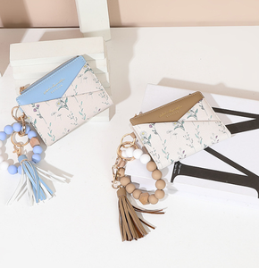 Portefeuille bifold en PU avec pendentif à pompon, motif floral, porte-clés, plusieurs emplacements pour cartes, élégant, portable, pour femmes, pour l'été, usage quotidien - Product Image 4