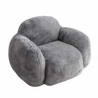 MAXYOYO Fauteuil pouf en forme de galet, une place, avec dossier et accoudoirs confortables et soutenants, revêtement en fausse fourrure, design moderne pour salon