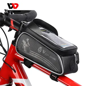 bicicleta viajes Suppliers-WEST BIKING-bolsa para ciclismo, resistente al agua, Marco superior, tubo frontal, para bicicleta de montaña y carretera, soporte para teléfono con pantalla táctil de 6 pulgadas