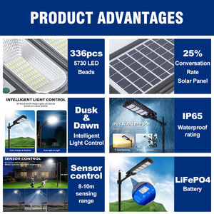 Lámpara Solar LED Integrada Todo en Uno <span class=keywords><strong>de</strong></span> Alta Potencia para Exteriores, Impermeable IP65, 50 100 150 200 250 300 W, para Residencias - Product Image 3