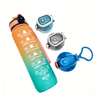 Bouteille d'eau de sport réutilisable en plastique sans BPA de 32oz/350/500/750/1000ml avec message de motivation pour la gym