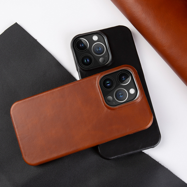 Genuine Leather for iPhone 11 12 13 14 15 Pro Max Case Oil Wax Pattern Anti slip and Anti Drop Leather iPhone Case