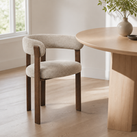 Chaise de salle à manger moderne de luxe en tissu bouclé, fauteuil rembourré avec dossier et accoudoirs, pieds en métal imitation noyer pour salle à manger et restaurant