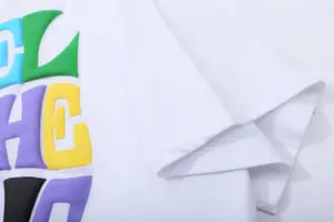 Kaus Gambar Puff 3D Warna-warni Kustom Kaus Lembut 100 Katun Huruf Cetak Layar Busa Hip Hop Ukuran Besar untuk Pria