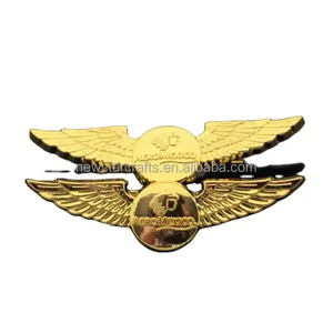 Promosyon hediyeler özel Metal Pin 3D tasarım altın uçak kanatları yaka Pin rozeti - Product Image 2