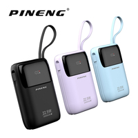 2024 Neueste Ultraflache 20000mAh Li-Polymer-Batterie 22,5W Schnellladung Powerbank mit Eingebautem Typ-C-Kabel LED-Anzeige PN-832PD