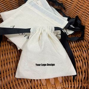 Bolsa con Cordón de Algodón 100% Orgánico, con Logotipo Personalizado Impreso, Reciclable, a Prueba de Polvo, con Cintas Negras, MOQ Bajo - Product Image 3