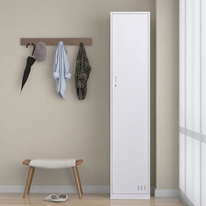 <span class=keywords><strong>Armoire</strong></span> moderne en acier <span class=keywords><strong>blanc</strong></span>, porte simple, haute et étroite, <span class=keywords><strong>casier</strong></span> métallique de rangement avec serrure et ventilation, pour chambre à coucher - Product Image 1