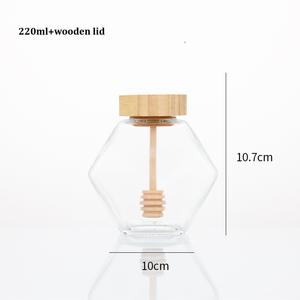 Toples madu kaca heksagonal kosong dengan gabus kayu 100ml 220ml 380ml madu jeli Jam makanan kelas kaca kemasan kaleng tertutup - Product Image 5