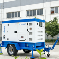 Générateur diesel mobile sur remorque 30KVA 50KVA 100KVA 50/60Hz Type silencieux ATS Démarrage automatique Triphasé Alimentation industrielle d'urgence