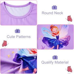 Set pigiama da ragazza 3 pezzi camicia a manica corta autunno pantaloni Top con tasche pigiama da ragazza da casa 7-14 anni - Product Image 3
