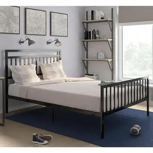 黒の家庭用家具デザイン鉄鋼キングダブルサイズ金属製ベッドフレーム
