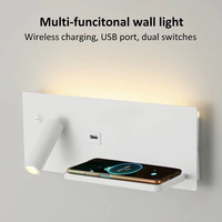 Lampe murale LED pour chambre d'hôtel avec port USB, 3W+7W, charge sans fil, lampe de lecture LED, spots, applique murale, éclairage intérieur