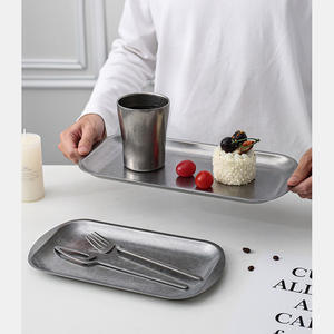 Plateau rectangulaire rétro en acier inoxydable 304 pour <span class=keywords><strong>steak</strong></span> Dessert aliments frits Design classique et moderne pour la maison et les fêtes - Product Image 3